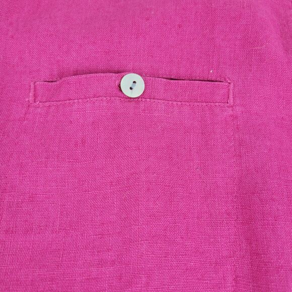 Chicos 100% Linen Button Up Shirt Pink Size 2 (US Large) Lagenlook Beach Coastal - Picture 5 of 9
